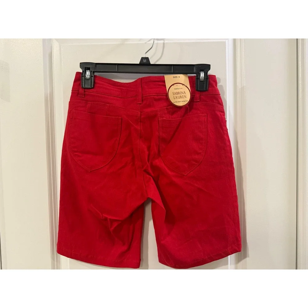 Sabrina Lauren‎ Red Bermuda Shorts Ultra Soft Stretch 5-Pocket HP7156B Mens 6